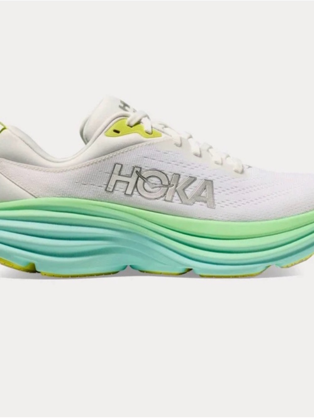 Hoka Women’s Bondi 8 White and Sunlit Ocean Running Shoe Size US 6 B
